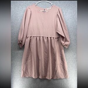Chic Long Sleeve Dusty Pink Dress